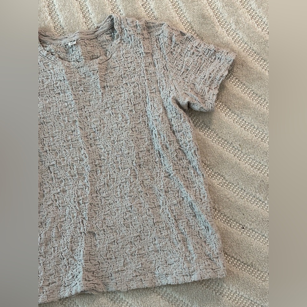 Uniqlo Shirred Short Sleeve T-Shirt in Light Grey - S - Picture 4 of 9